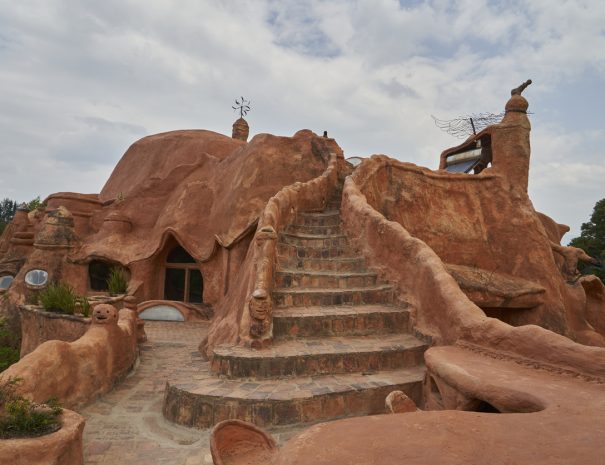 Villa de Leyva, Colombia - 04 13 2023: Casa Terracota is a house completely built from clay and ceramic, a popular travel destination in Colombia.